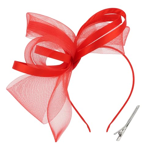 Red Fascinators Hats for Women Fascinator Headband Womens Tea Party Hat Derby Hats for Cocktail Wedding Fancy Dress Party 1920s Accessories for Women