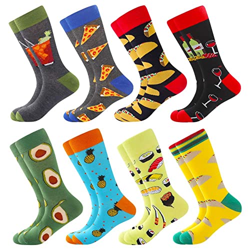 Men s Fun Dress Socks Novelty Colorful Funky Fancy Funny Patterned Crew Casual Crazy Socks for Men Father