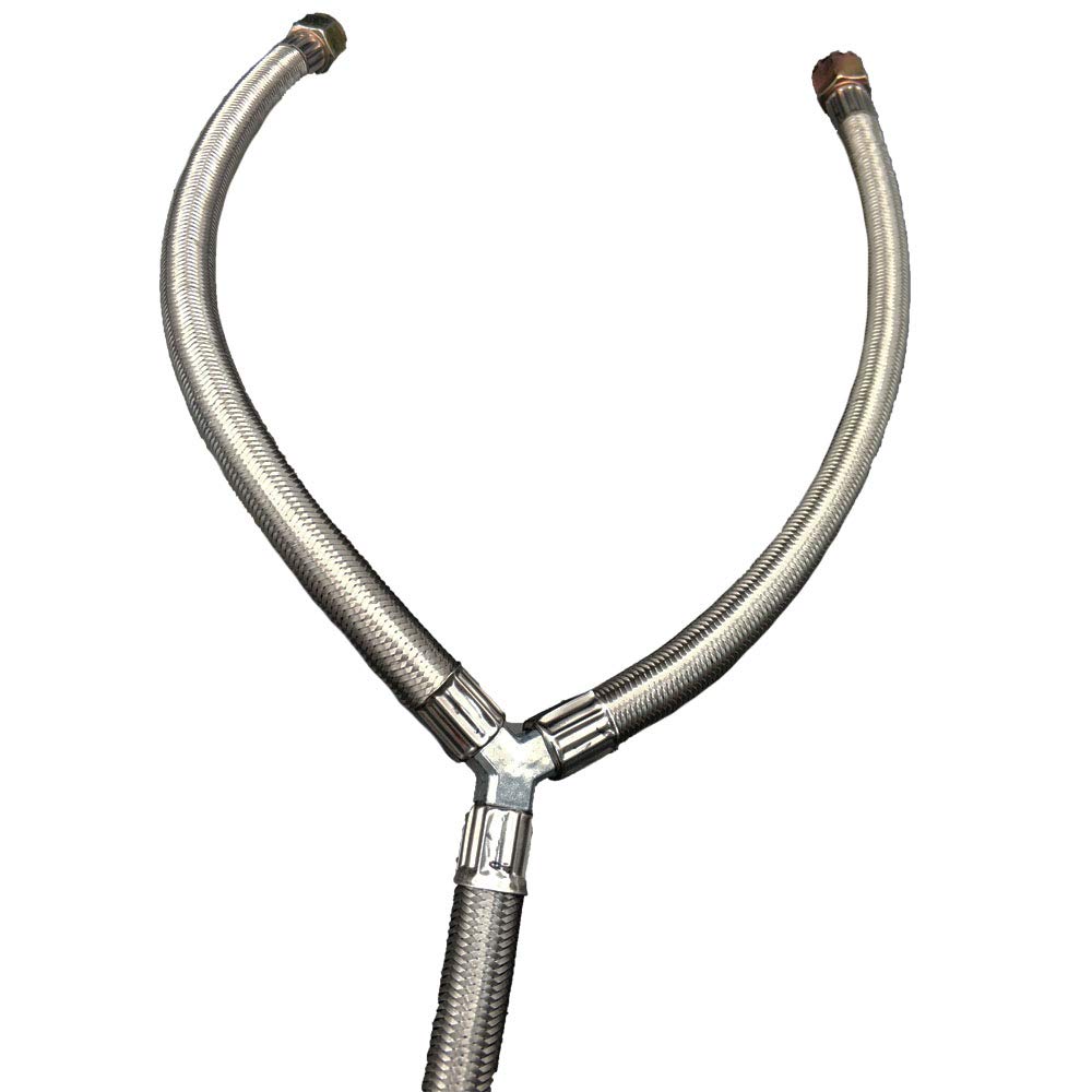 MENSI 0–30 PSI verstellbarer Regler mit Edelstahl-Geflechtschlauch für zwei Heizungen/Grills