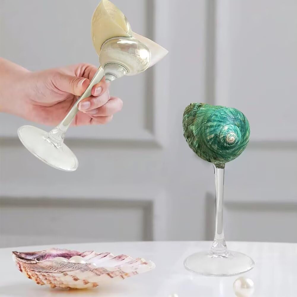 2 Meeresmuscheln-Weinbecher, Gläser für Getränke, für Geburtstagsfeier am Strand. (Weiß)