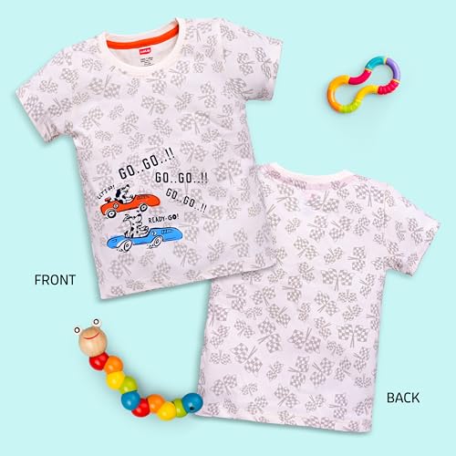 Image of LuvLap Baby Boys Regular Fit 100% Cotton Half Sleeve Boys T-Shirt Pack of 5