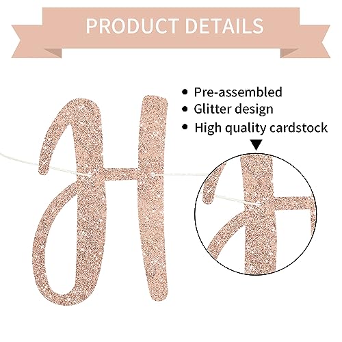 Image of BEISHIDA Pre-Strung Rose Gold Happy Retirement Banner Party Decoration
