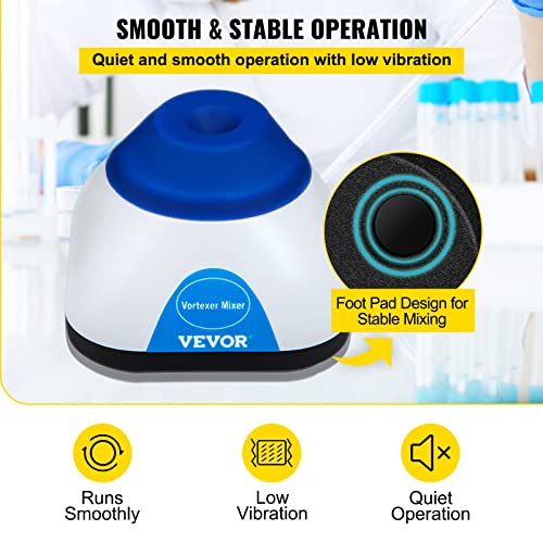 Image of VEVOR Vortex Mixer, 3000RPM Mini Vortex Mixer Shaker, Touch Function Scientific Lab Vortex Shaker, Mix Up to 50ML, 6mm Orbital Diameter for Test Tube, Tattoo Ink, Nail Polish, Eyelash Adhesives, Paint