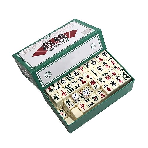 CJBIN Mini Mahjong Set 144 Tiles Mahjong Set Portable Chinese Traditional Mahjong Set with Carrying Travel Case Mahjong Game Set Toy with 2 Dice for Family Leisure Time Travel