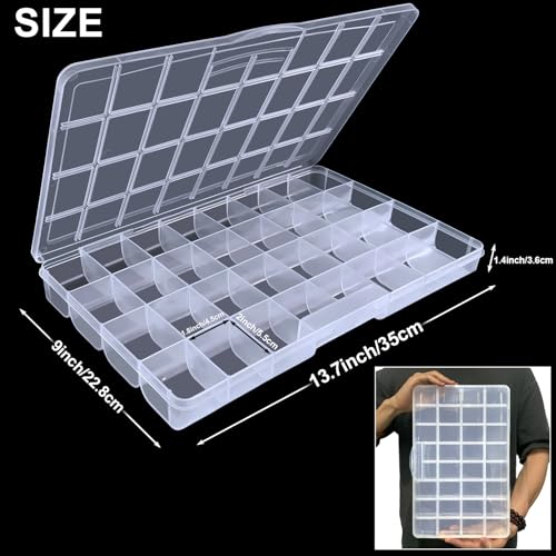 Image of DUOFIRE 32 Grids Bead Organizer, Craft Organizers and Storage with Fixed Compartment, Plastic Bead Storage for Jewelry Beads Earring Tool Fishing Hook Small Accessories