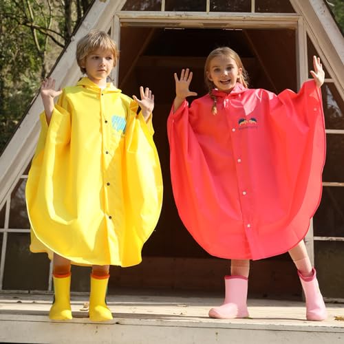 AIWUHE Kids Rain Poncho Cartoon Raincoat Jacket Cute Rain Coat Toddler Boys Girls Rain Cape Light Waterproof Hoodie Outwear2