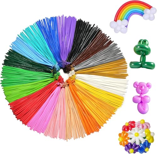 FOTIOMRG 400pcs Twisting Balloons 260Q Long Balloons for Balloon Animals, 20 Assorted Colors Premium Quality Magic Skinny Modeling Latex Balloon for Birthday Christmas Party Decorations
