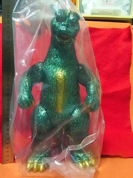 マルサン グリーンラメ 赤目 ゴジラ 約23cm ソフビ フィギュア