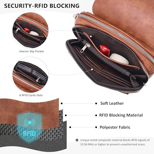 Roulens Women's RFID-Blocking PU Leather Crossbody Bag w/ Adjustable Woven Strap (Brown, Black or Black/Brown) - image 3