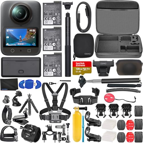 DJI Osmo 360 Adventure Combo, 360 Camera with 1-Inch 360° Imaging, Extended Battery Life with 3 Batteries, Native 8K 360 - Detailed View