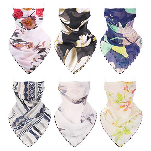 6 Pieces Sun Protection Face Cover Chiffon Neck Scarf UV Protection