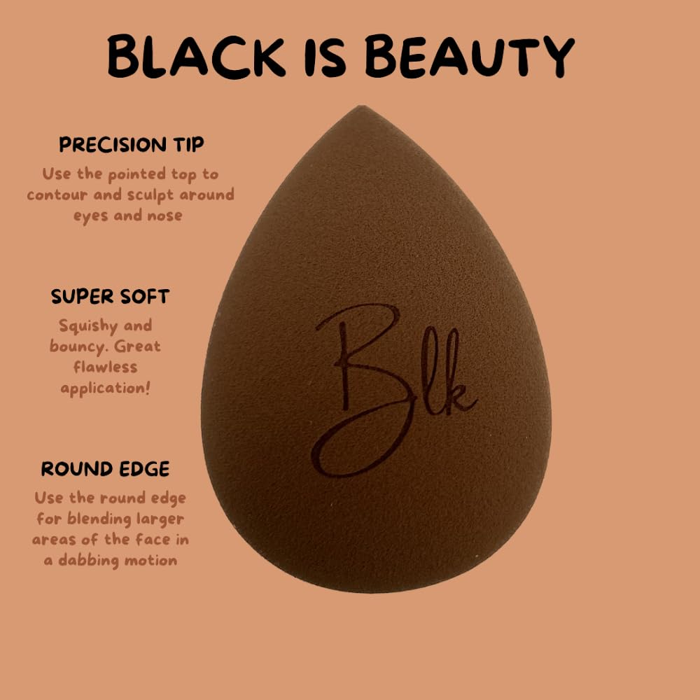 Black is Beauty- Makeup Sponge Applicator for Powder, Cream & Liquid, Latex-Free Foundation Blending Sponge, Flawless Beauty Blender Sponge, Face Makeup Puff- Reusable Makeup Blender Sponge (Black)