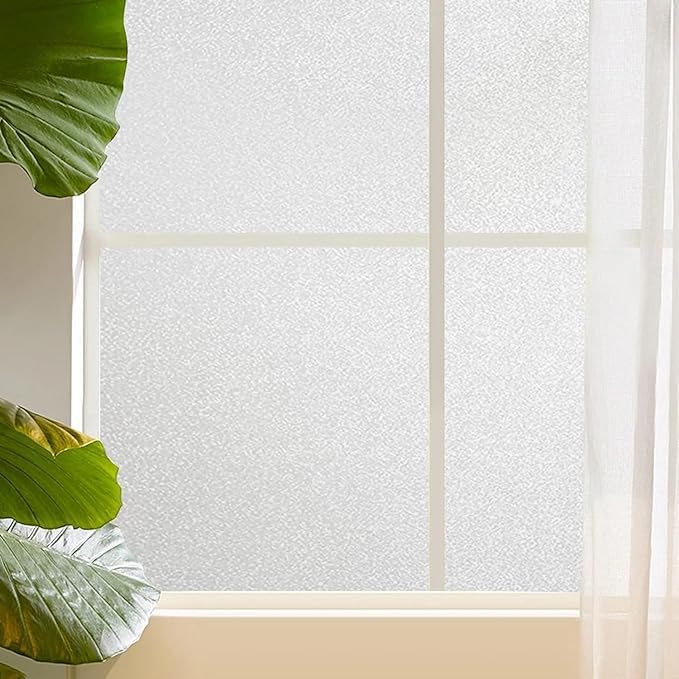 Image of SIA VENDORS Window Privacy Decorative Stained Glass Window Decal Tint Film, Adhesive Static Cling Sun Blocking Window Stickers, Door Window Covering for Home (12IN' x 10FT', Crystel Frost)
