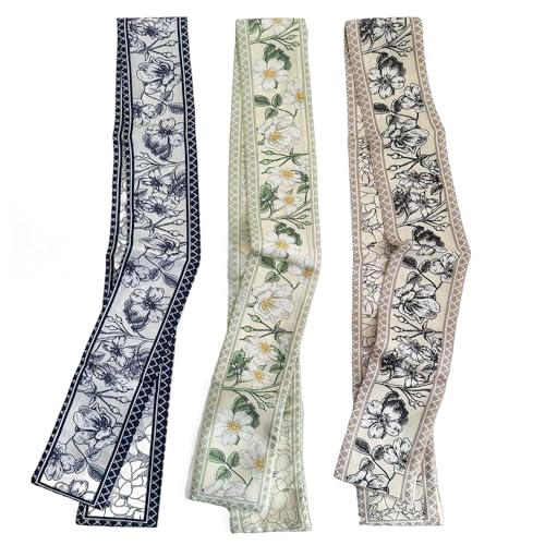 Retro Floral Small Ribbon Silk Scarf,Girl Heart Hair Scarf Tie Neck Scarf,Purse Headband Handbag scarves Fashion Gift