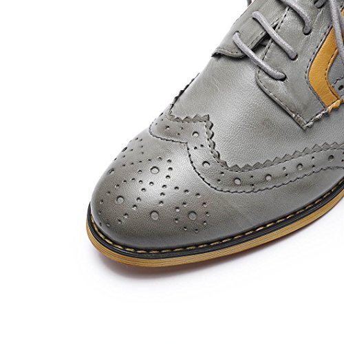 Mona Flying Women's Leather Perforated Brogue Wingtip Derby Saddle Oxfords Shoes For Women Ladis Girls #TOP2