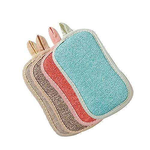 Image of 4 Pack Kitchen Scrub Sponge Dual Action Washing Up Cleaner Heavy Duty Scouring Pads Household Cleaning Wash Cloth (4)