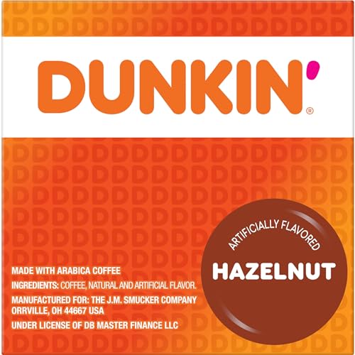 Dunkin' Hazelnut Flavored Coffee, 60 Keurig K-Cup Pods,10 Count (Pack of 6)