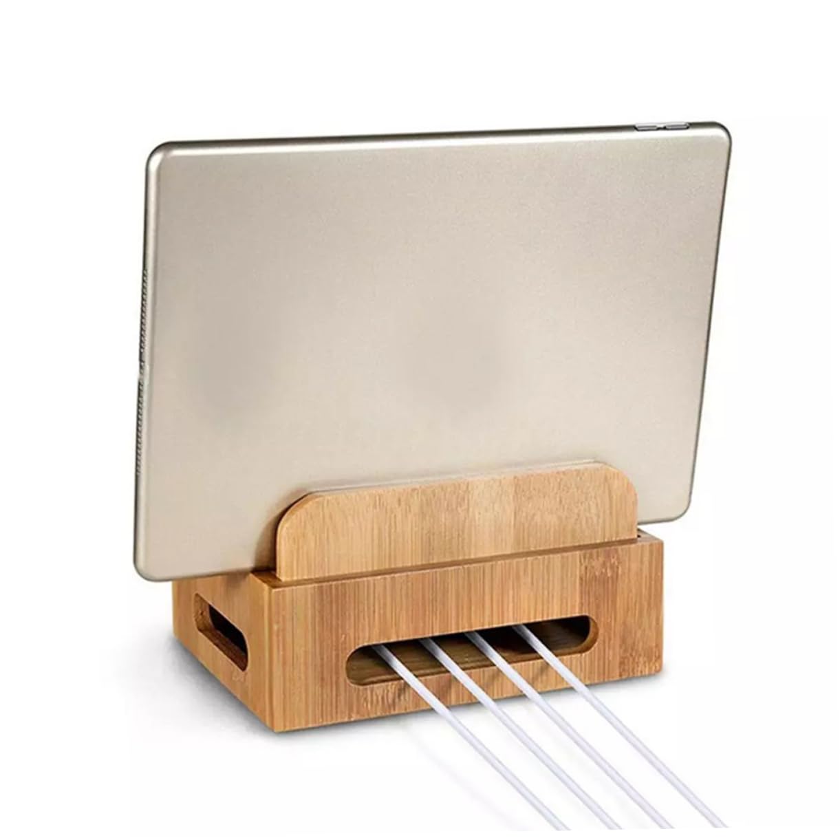 GALPADA Stazione Ricarica in Legno con Organizer USB per Cellulari e Tablet Supporto Scrivania Multi Scomparto per Dispositivi Elettronici Base Salvaspazio per e Caricabatterie Cellulari