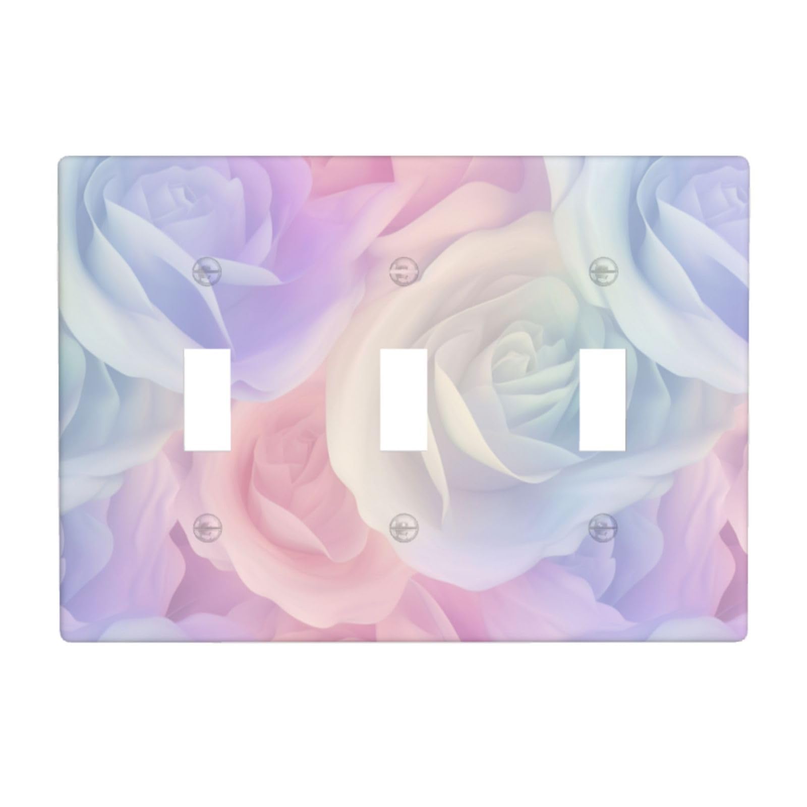 Woshuwo White Soft Pastel Rose Light Switch Covers 3 Gang Triple Toggle Wall Plate Switchplate Electrical Faceplate For Bathroom Kitchen Bedroom Decor