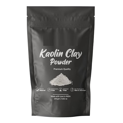 Polvo de arcilla de caolín de 8.81 onzas (250 gm) para paquete de cara, cuidado de la piel, máscara, piel grasa, cosméticos, acné, puntos negros,