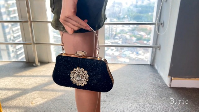 Buric Black Clutch Purses for Women Glitter Stylish Evening  display picture 1