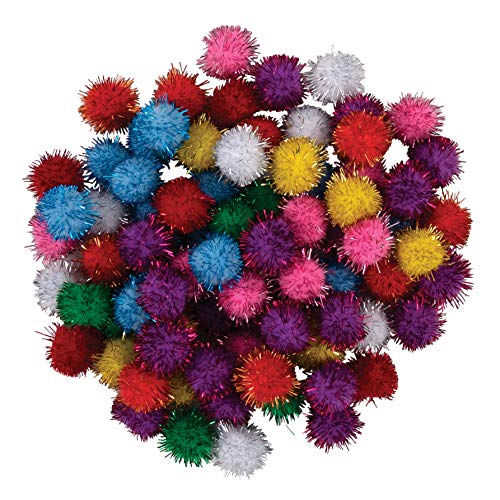 Creativity Street Glitter Pom, 1/2 in, Assorted Color, Pack of 80