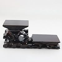 Vista 5 de GOLDY&WENDY Jarrón rectangular oriental hecho a mano con base de palisandro, tetera, estatua de Buda, ornamento, soporte de exhibición