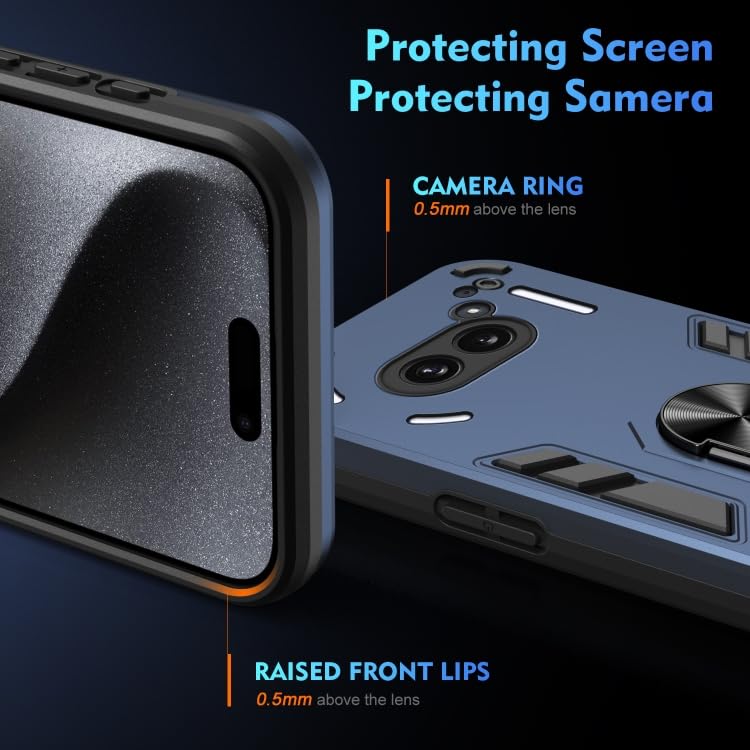 Image of ShieldTech PC Back Cover Case for Nothing Phone 2a Plus | Ring Stand | Camera Protection Blue Mobile Phone Back Cover Case for Nothing Phone 2a Plus | Blue Back Cover