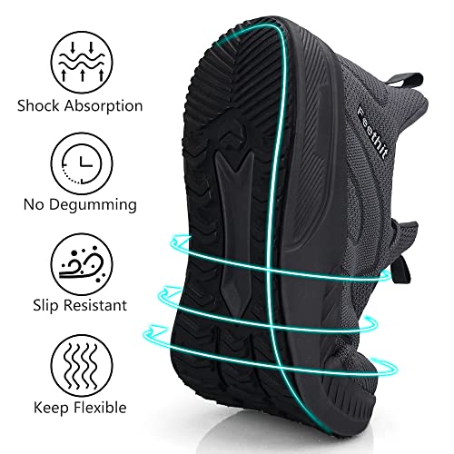 Image of Feethit Mens Non Slip Walking Sneakers Athletic Gym Tennis Running Shoes | Slip on Shoes,Lightweight,Breathable,Comfortable Workout Sneakers,For Daily Activities
