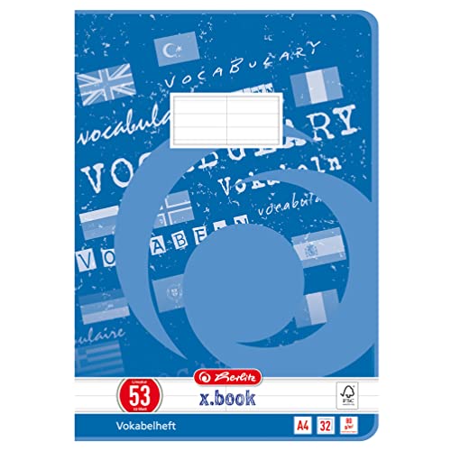 Herlitz Vokabelheft x.book A4 Lineatur 53 32 Blatt 5 Stück