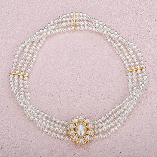 Wiwpar Sexy Elastic Crystal Pearl Belt Waist Chain Sashes Belt Adjustable Rhinestone Waist Belt for Christmas Dress Belt for Women3