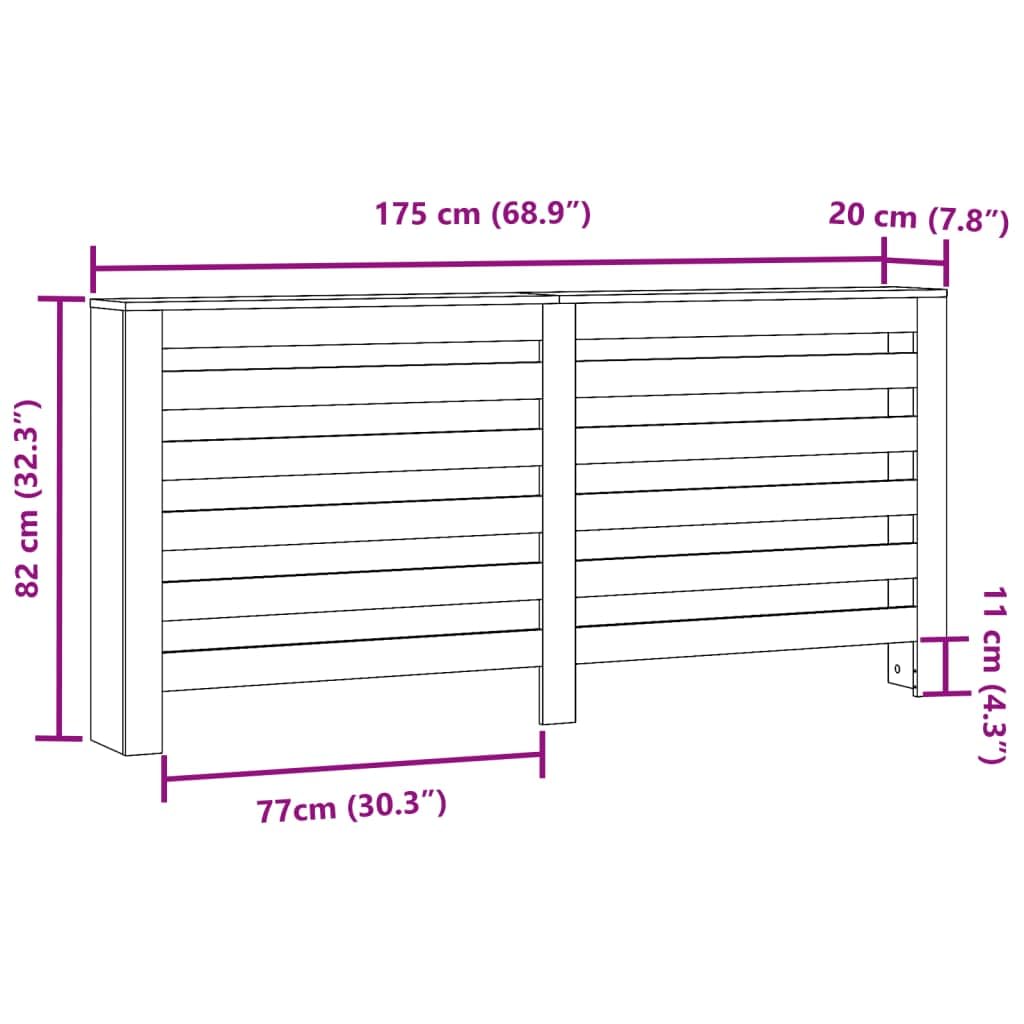 Heizkörperverkleidung Weiß 175x20x82 cm Holzwerkstoff Modernes Latten-Design dekorative Abdeckung mit Ablage für Wohnzimmer, einfache Montage, langlebiges Material, feuchtigkeitsbeständig