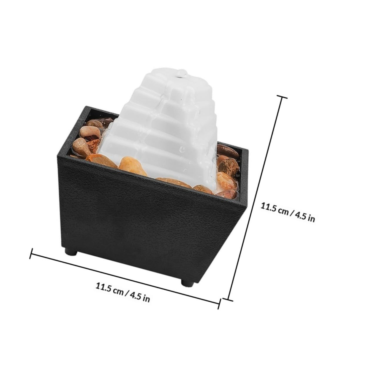 Zerodeko Petite Fontaine D'intérieur Forme Unique en ABS et Galets Zen Éclairage LED Soulagement du Stress Inclus pour Bureau ou Salon de Thé