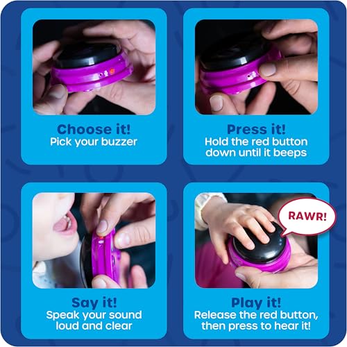 Learning Resources Buzzer mit Aufnahmefunktion (4 Stück) Antwort Buzzer mit Sound, reaktionstraining, Buzzer mit aufnahmefunktion, Buzzer für Spieleabende im Klassenzimmer und in der Familie, 3+