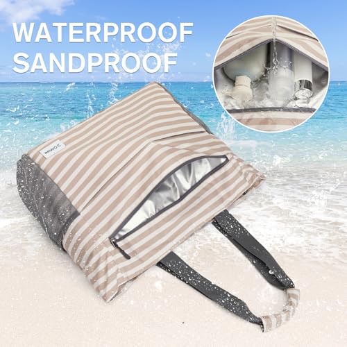 Image of G4Free Beach Bag, Waterproof Sandproof Beach Tote Bag, Large Capacity Foldable for Women