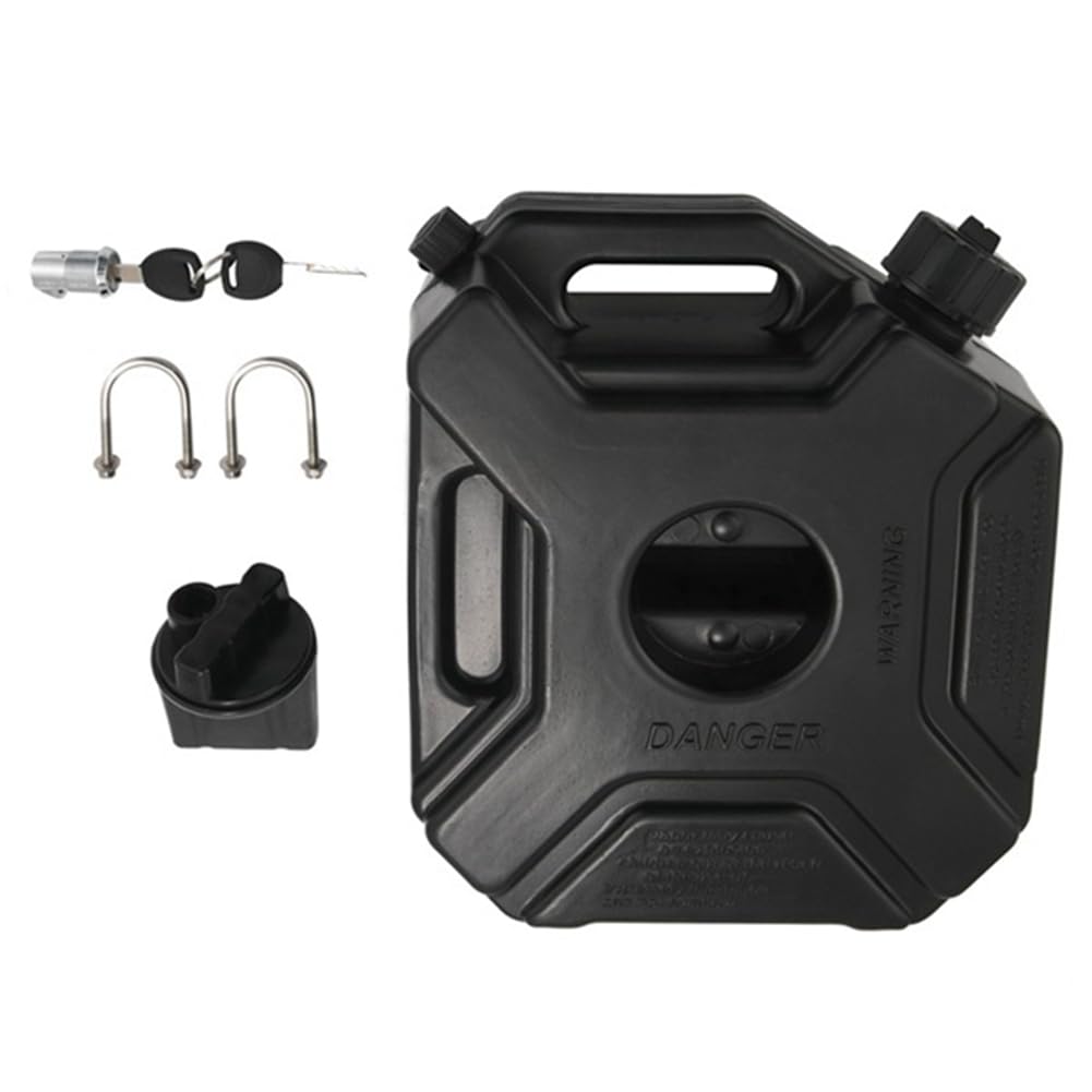 5L Liter Schwarzer Kraftstofftank, Auto, Motorrad, Benzintank, Öltank, Reservekanister, Kraftstoffkanister mit Schloss und Schlüssel