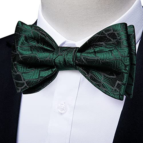 Image of DiBanGu Mens Silk Self Bow Tie Set 4PCS for Tuxedo Wedding