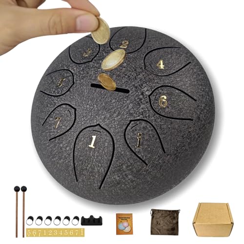 Steel Tongue Drum 6 Inch 8 Notes Matte Black