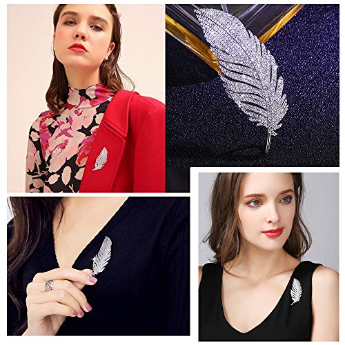 Rhinestone Feather Brooches Pin Women Men Fashion - Image 4