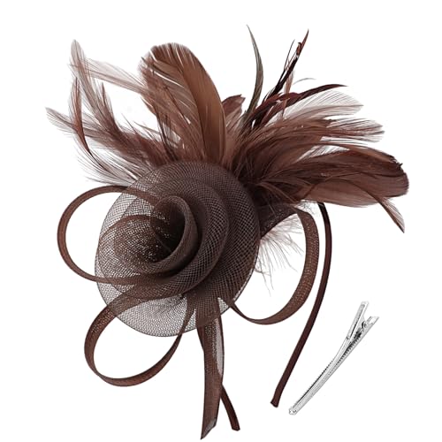 Image of DRESHOW Fascinators Hats for Women Tea Party Fascinator Hats Vintage 50s Headwear Cocktail Wedding Church Derby Hat