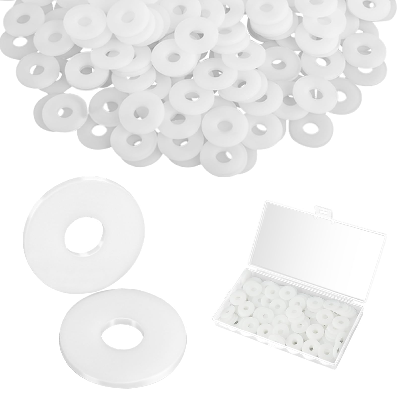 Rondelle Plastica, Rondelle in Nylon, Bianco Tondi Rondelle Plastica, Rondelle M6 in Plastica per Mobili, Automobili, Macchine, 200 Pezzi