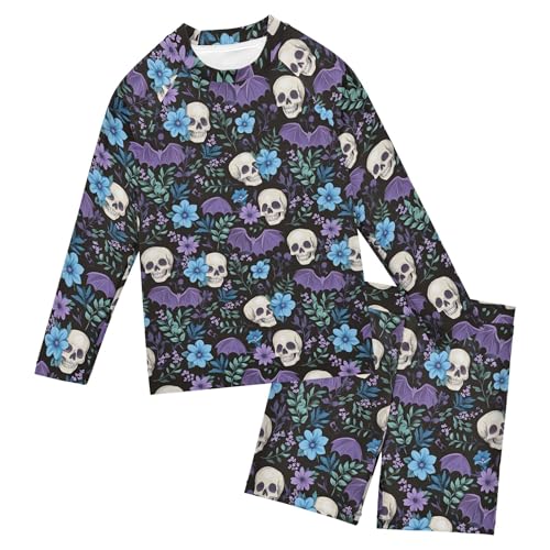Skull Bat Toddlers and Baby Boys' Swimsuit Trunk and Rashguard Set B0404418