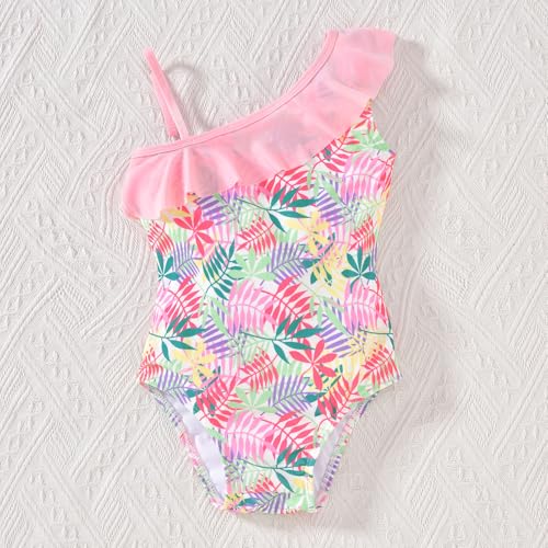 Image of HINTINA Toddler Girl One Piece Ruffle Swimsuit with Cover Up Skirt Bathing Suit Swimwear 2-7Y