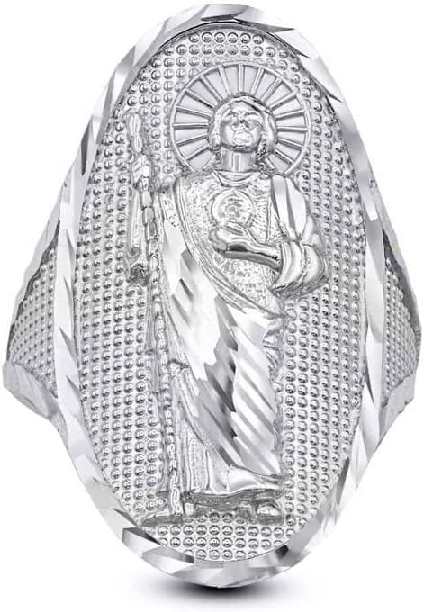 Claddagh Gold Solid .925 Sterling Silver Saint Jude Thaddeus Patron Saint of Lost Causes Oval Statement Ring