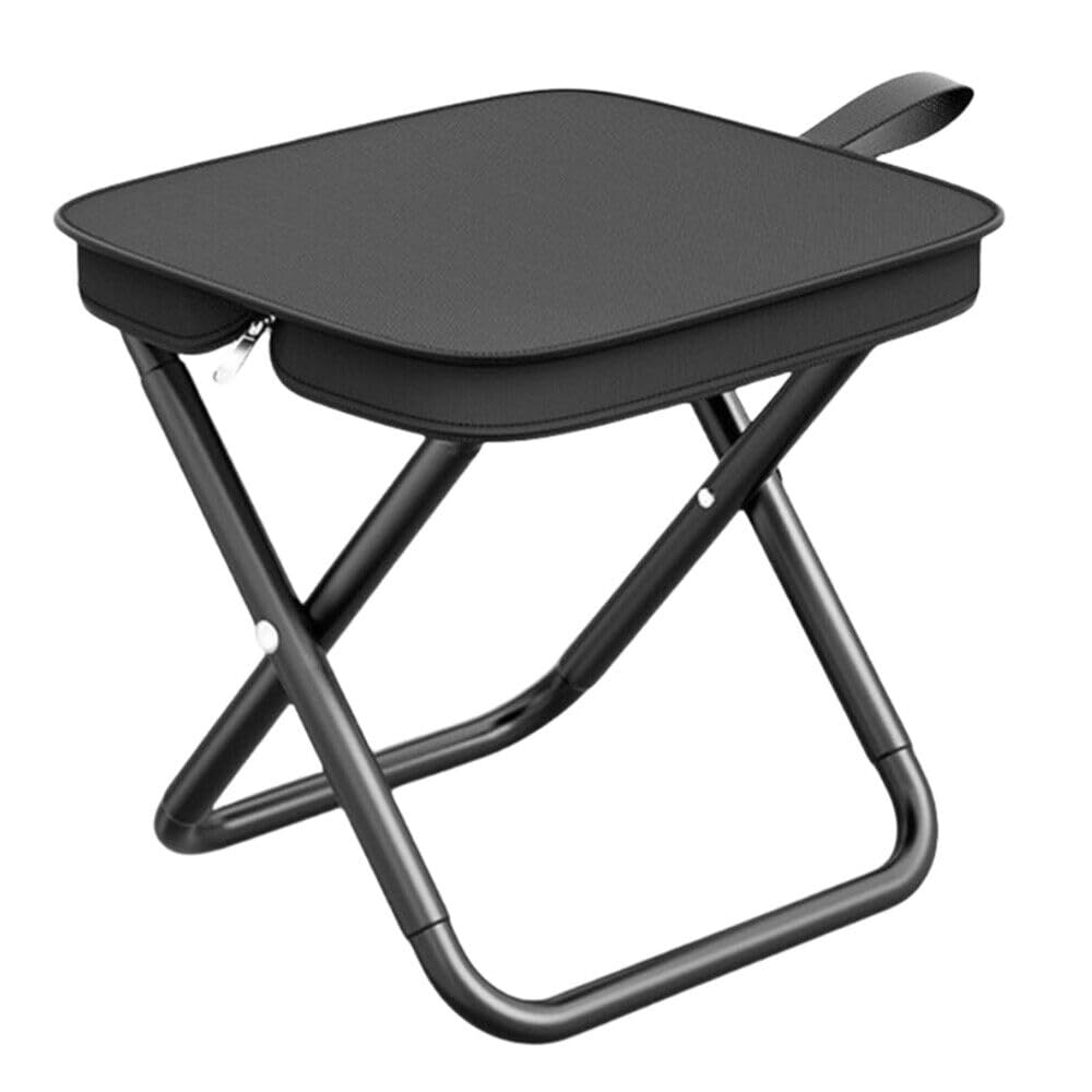 FENGSHENG-SHOP Camping Stool with Ultralight Folding Frame, Collapsible Stool with Zippered Carrying Bag Seating for Outdoor Hunting Fishing Hiking Backpacking Travel Tent Beach (Black)