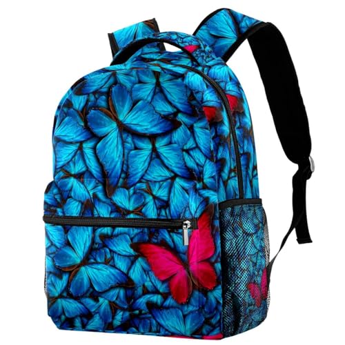 Sac à dos fille ado femme grand compartiment motif papillon multicolore