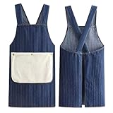 Delantales de cocina – Delantal con babero | Tira para el cuello, accesorios de cocina de bolsillo, chef, para asar, barbacoa, carnicero, pintura, barbería, limpieza, taller, servidor, jardín