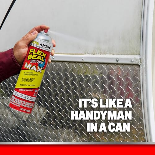 Image of Flex Seal MAX, 17 oz, 1-Pack, Clear, Stop Leaks Instantly, Waterproof Rubber Spray On Sealant Coating, Perfect for Gutters, Wood, RV, Campers, Roof Repair, Skylights, Windows, and More