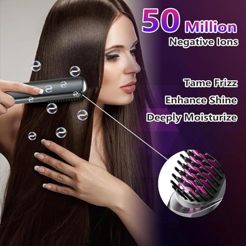 Cordless Negative Ion Hair Straightener Brush - Image 4
