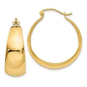 Amazon.com: 14K Yellow Gold Polished 10.5mm Tapered Hoop